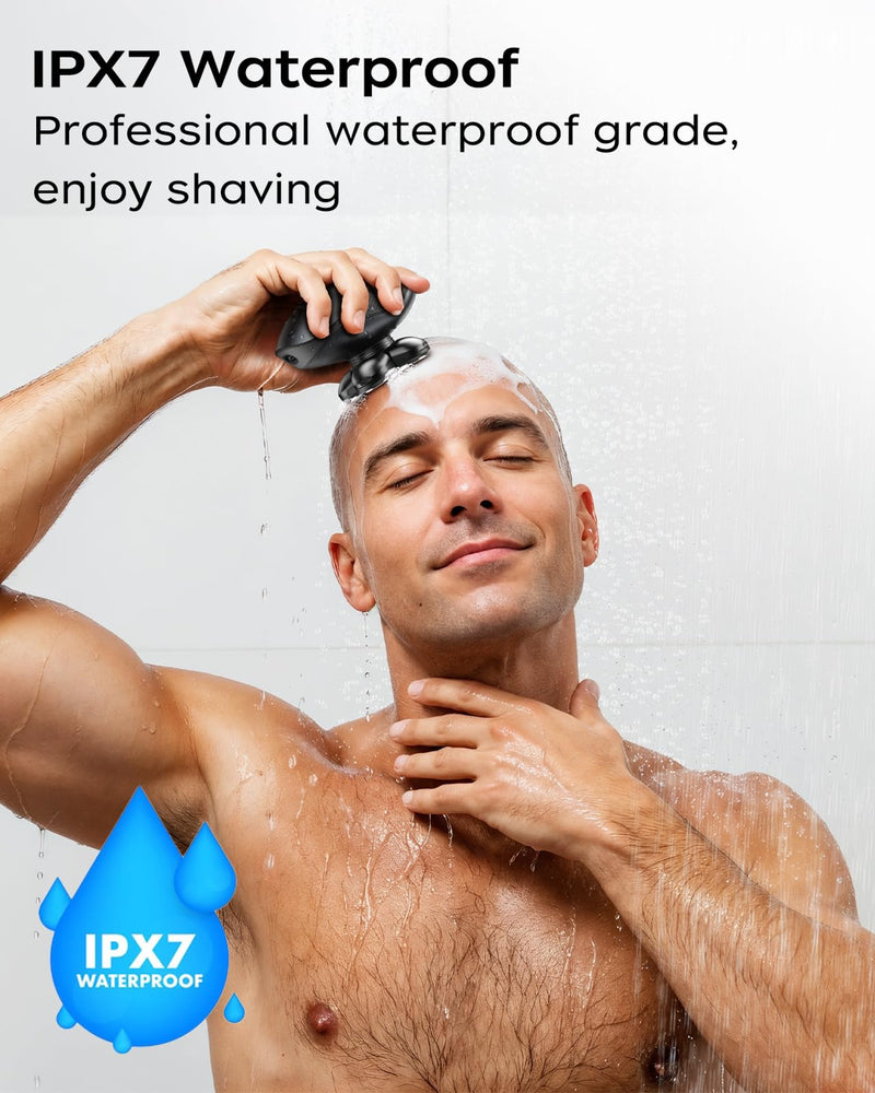 [Australia] - Head Shavers for Bald Men, 5-in-1 Electric Razor for Men with IPX7 Waterproof, 5D Rotary Shaver, Wet Dry Bald Head Shavers Grooming Kit, LED Display Rechargeable Body Hair Trimmer for Home & Travel 