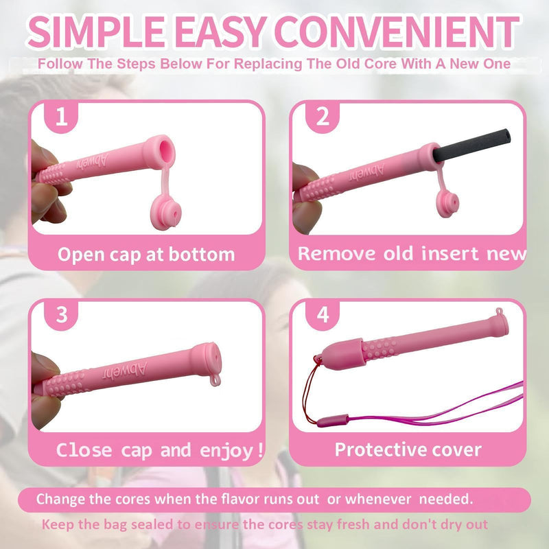 [Australia] - Chewable Essential Oil Breath Stick,Chewable Breather Stick for Fresh Breath,Improving Your Habits of Biting Pen and Help Quit Smoking, Smoking Cessation aids(strawberry) Pink 