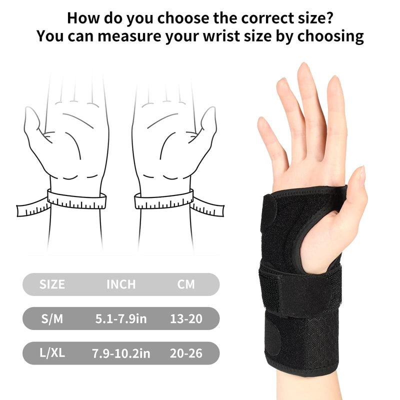 [Australia] - MILAIUN Wrist Support with Metal Splint Stabilizer-Adjustable Day-Night Wrist Brace for Men Women-Wrist Bandages for Tendinitis Arthritis(L/XL, Right Hand) Black L/XL-Right Hand 