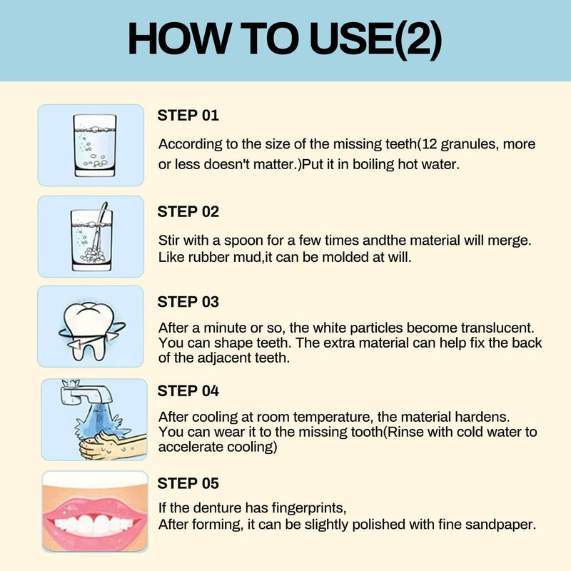 [Australia] - Tooth Repair KitÔºåTemporary Natural Shade for Filling The Gap, Moldable Thermal Beads Replacement Kit Replace The Missing or Broken Tooth-6PCS-D36 