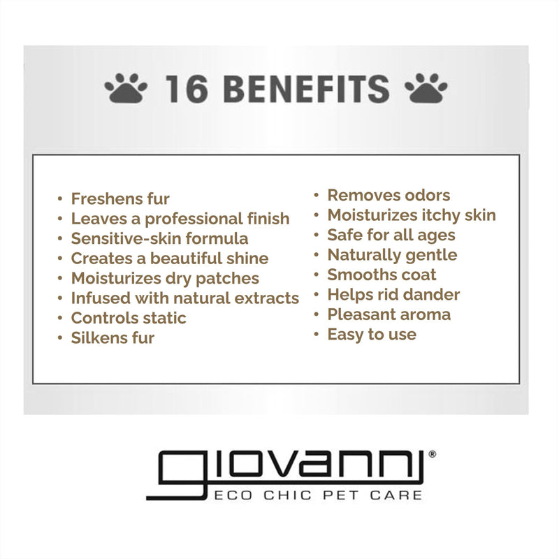 GIOVANNI Professional Foaming Waterless Pet Shampoo - Oatmeal & Coconut Helps Neutralize Odors, Cleanses, Silkens, Controls Static, Freshens Fur - 8 oz 8 Fl Oz (Pack of 1) - PawsPlanet Australia