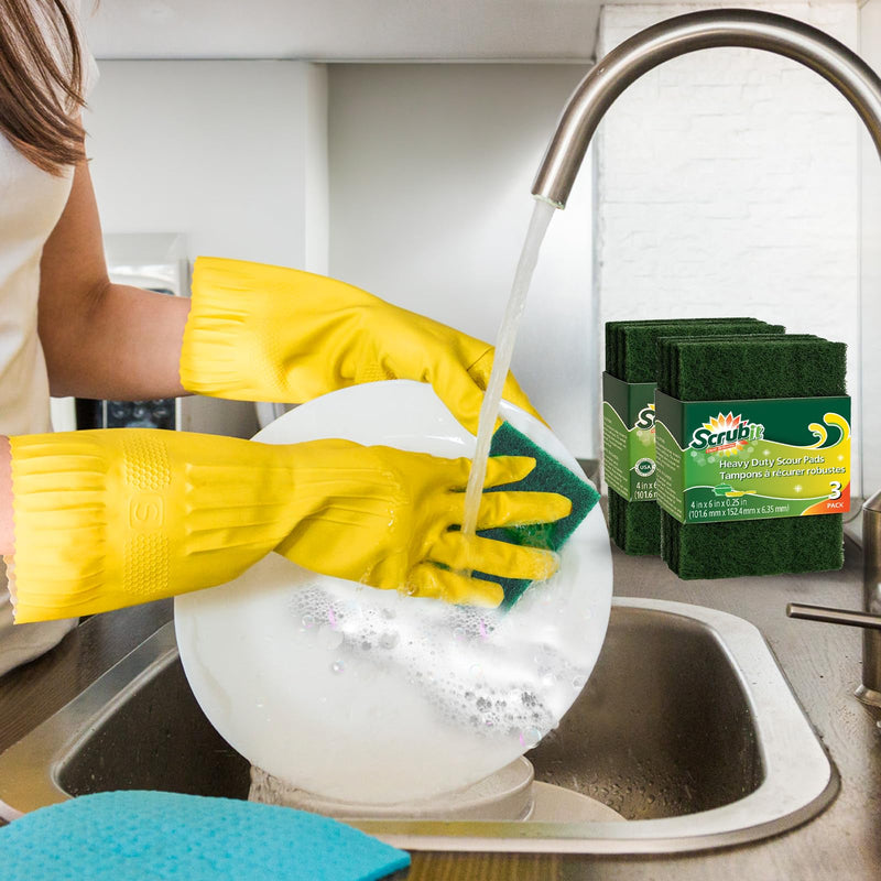 [Australia] - Scouring Pads - Heavy Duty Household Cleaning Scrubber with Non-Scratch Anti-Grease Technology - Reusable Scrubbing Pads - Green, 12 Pack 