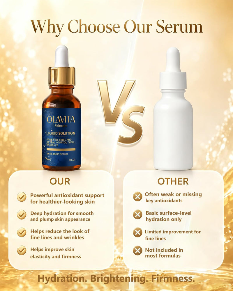 Liquid Solution Anti Aging Serum, Vitamin C & E Hydrating & Firming, with Collagen Support Helps Look of Fine Lines, Improves Elasticity & Radiance for All Skin Types (1, P) 1 1 Fl Oz (Pack of 1)