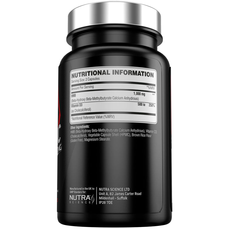 HMB Anabolic Muscle Growth Supplement – 1,000mg HMB with Vitamin D – 120 Vegan Capsules, 2 Month Supply – Supports Strength, Repair & Recovery