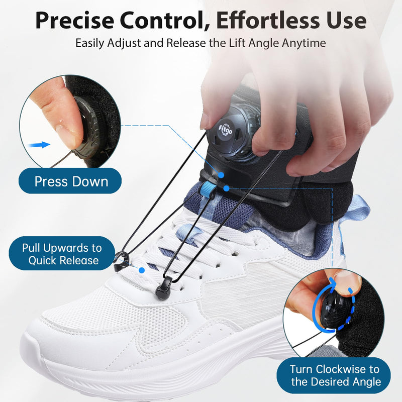 AFO Foot Drop Brace for Walking with Shoes, Upgraded Dial & Thicker Replaceable Wire for Adjustable Dorsiflexion, Ankle Support for Men & Women
