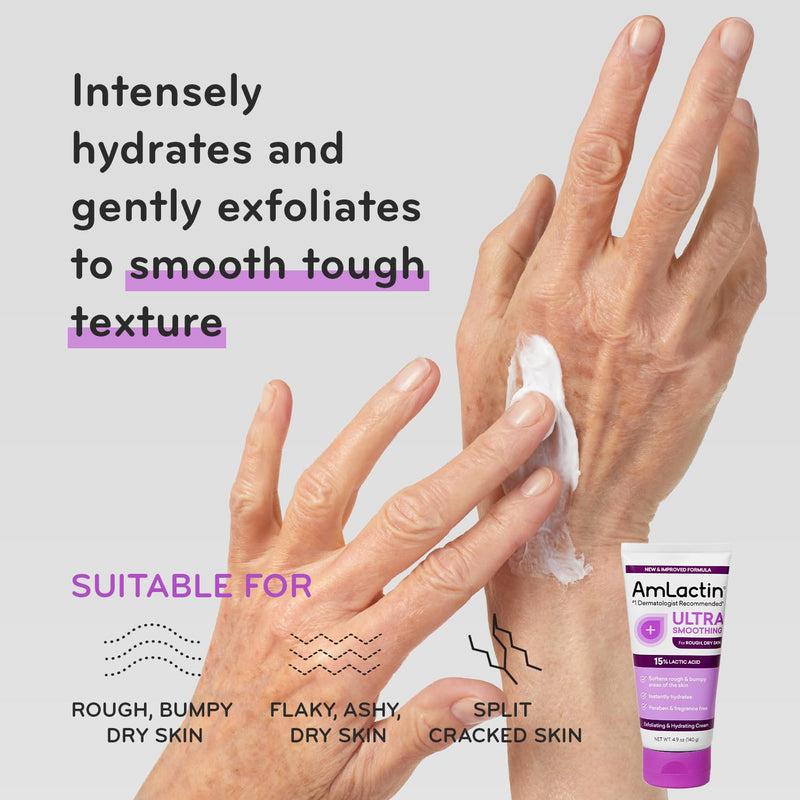Amlactin Essentials Skin Care Set, Lactic Acid Body & Foot Care | Lactic acid skin care set with body lotion, smoothing cream, foot cream and socks to exfoliate, moisturize and renew skin.