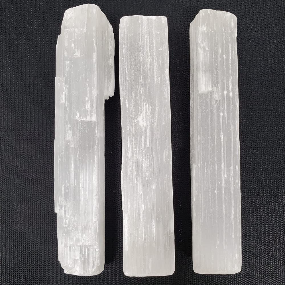 New Age Imports, Inc.® ~ Premium Quality Selenite Sticks 4". Great for Wicca, Reiki, Healing, Metaphysical, Chakra, Positive Energy, Meditation, Protection, Decoration or Gift (4" - 3 Stick pack) 4" - 3 Stick pack