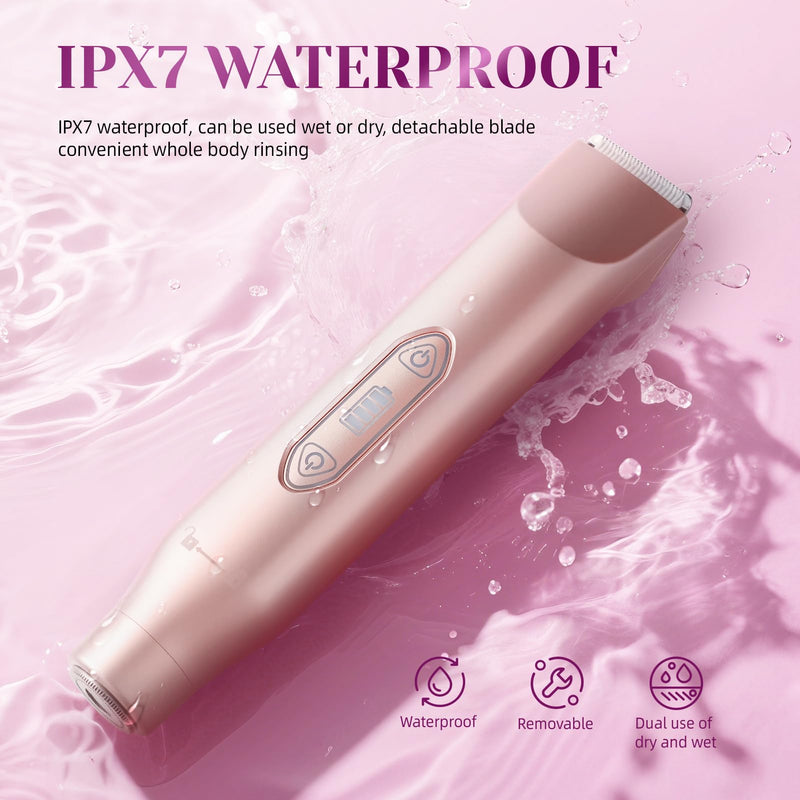 [Australia] - Bikini Trimmer for Women，3 in 1 Electric Razor with Ceramic Blades, IPX7 Waterproof, USB Rechargeable, Painless Hair Removal for Face，Body，Bikini Area, Travel Grooming Kit (Rose Gold) Rose Gold 
