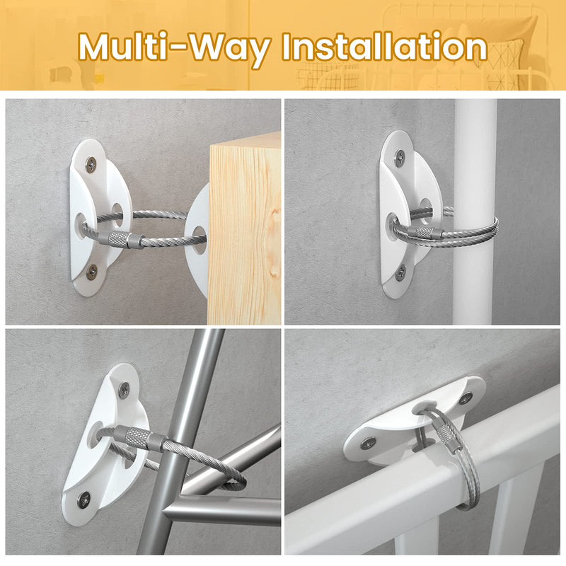 [Australia] - Furniture Anchors (10 Pack) for Baby Proofing, Furniture Straps Anti Tip Furniture Anchor Securing 400 lbs/Keep Baby Pet Safety from Falling Furniture, Metal White Earthquake Straps 