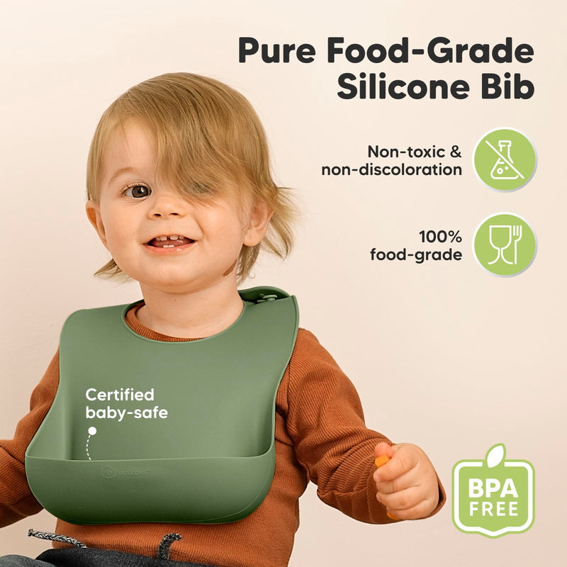 [Australia] - KeaBabies 2-Pack Silicone Bibs For Babies, Silicone Baby Bibs for Eating, Food-Grade Pure Silicone Bib, Toddler Bibs, Waterproof Bibs, Feeding Bibs, Silicon Bibs for Toddlers, Boys, Girls (Slate) Slate 