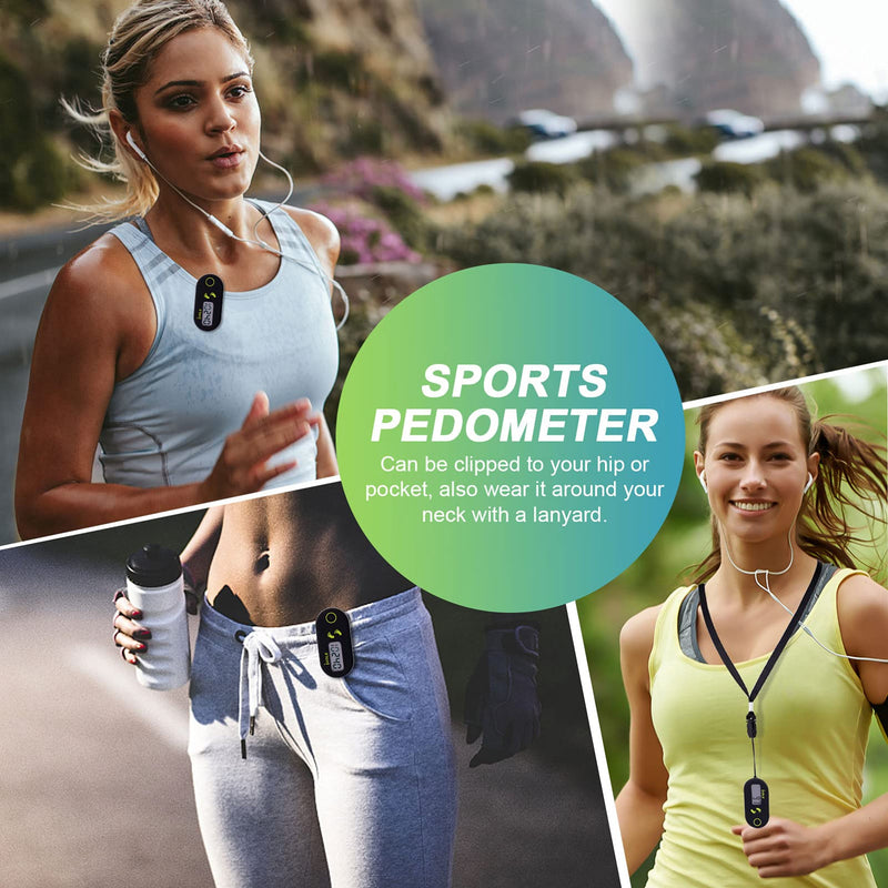 [Australia] - WINOMO Exercise Step Walking 3D Pedometer Accurate Step Counter Walking Distance Miles/Km Calorie Counter Exercise Time Silent with Clip and Lanyard Pedometer 