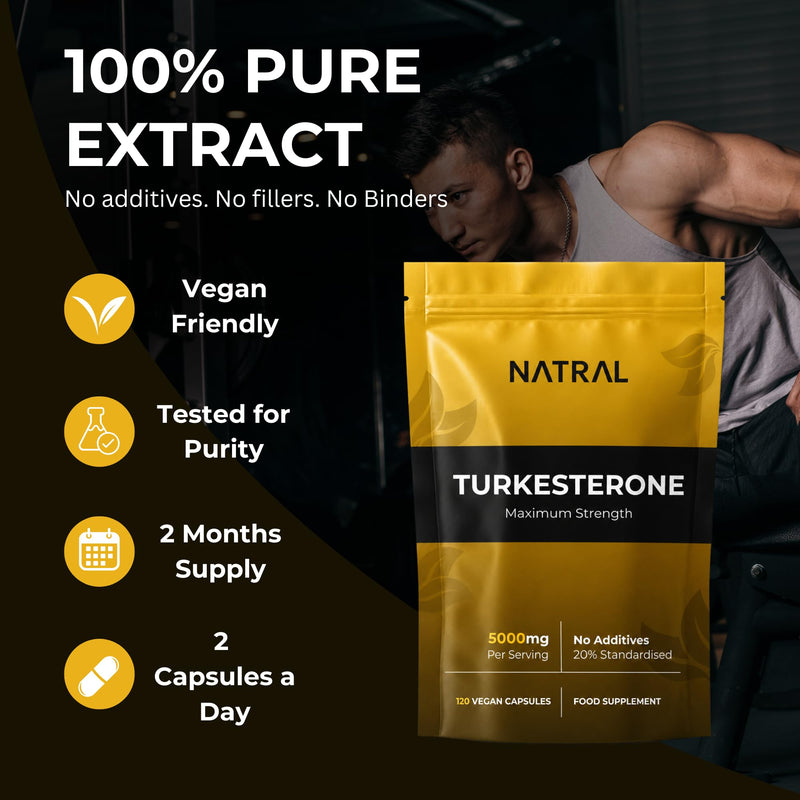 Turkesterone Supplement 5000mg - 120 Caps High Strength - Standardized to 20% Ajuga Turkestanica Extract - for Muscle and Strength - Pure Extract No Additives Or Filler 120 count (Pack of 1)