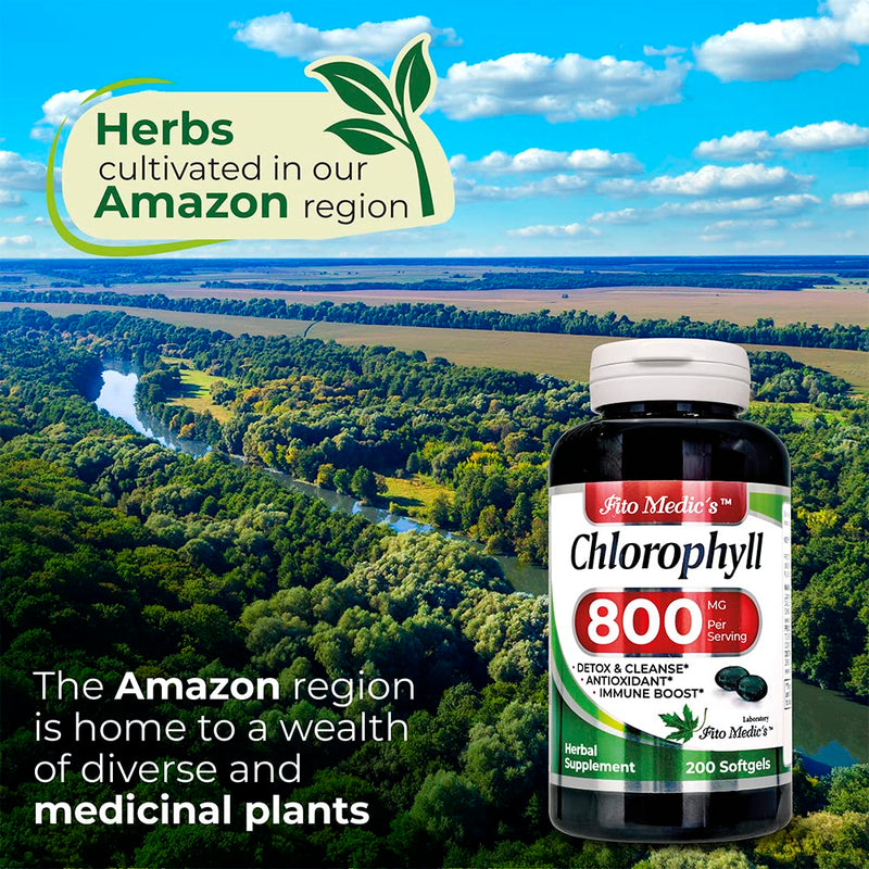 [Australia] - FITO MEDIC'S Lab - Chlorophyll - pure - 800 mg per serving- 200 Softgels - chlorophyll capsules -detox cleanse, greens supplements- chlorophyll pills - Ultra high Absorption. 