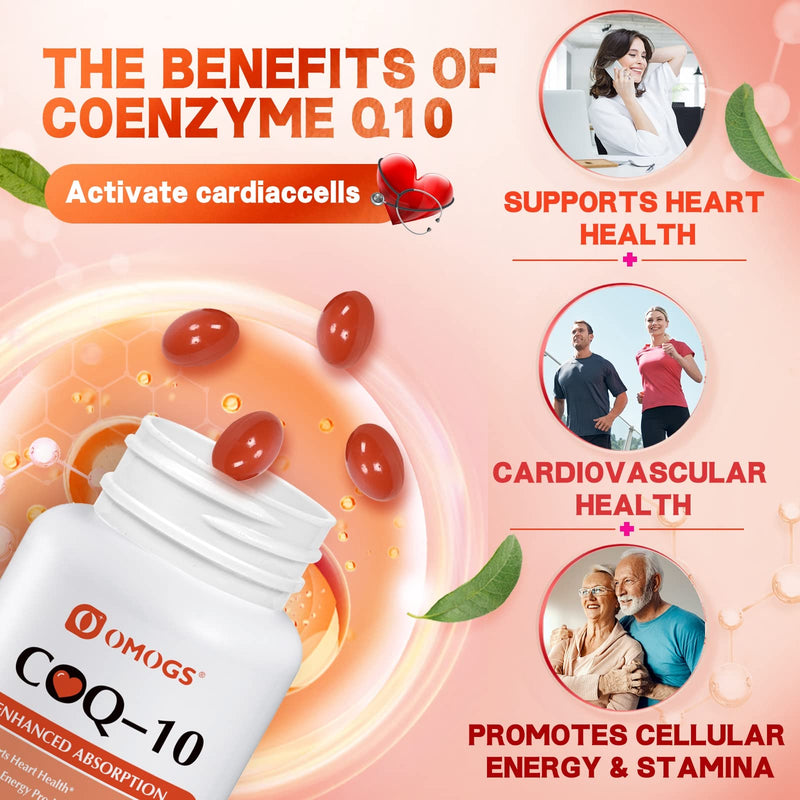 [Australia] - CoQ10 400mg Softgels, Coenzyme Q10 High Absorption Supplements Support Heart Health, Cardiovascular Health, Immune System & Cellular Energy Production, Gluten Free, 60 Softgels 
