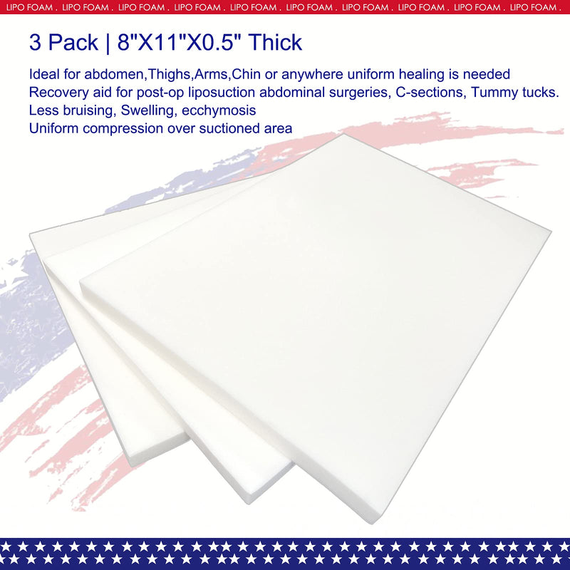 [Australia] - 3 Pack Lipo Foam Pads - Post Surgery Ab Board Liposuction Surgery Flattening Abdominal Compression Lipo Foam Sheets 8" x 11" 