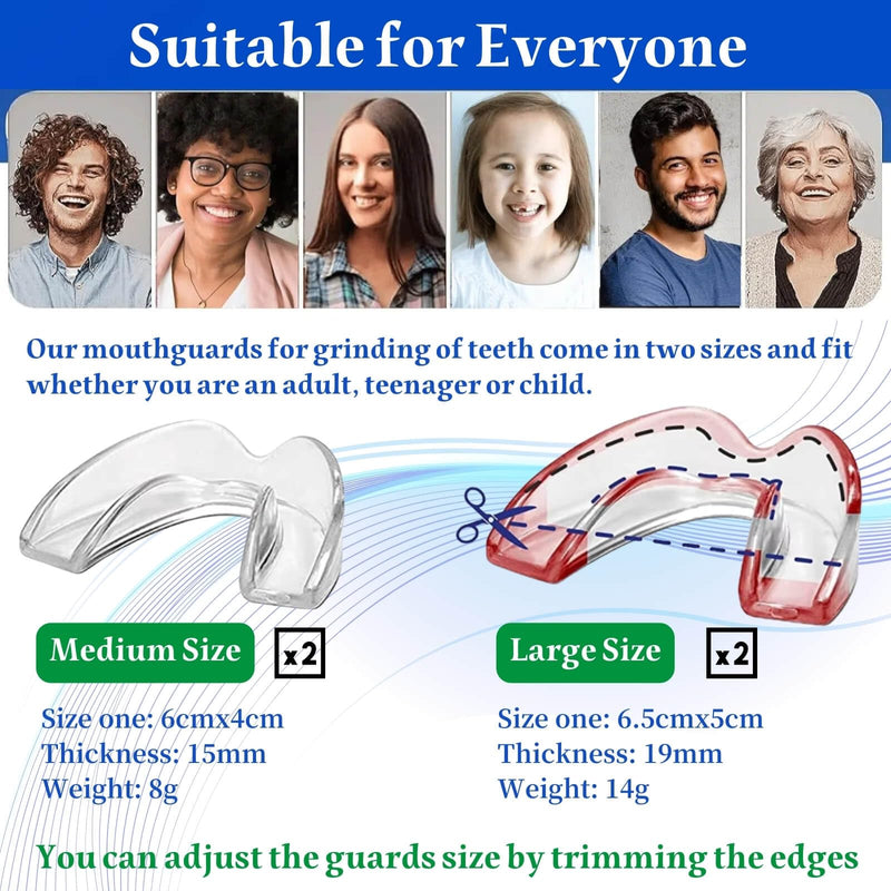 [Australia] - Mouth Guard for Grinding Teeth at Night, 4 Pcs Mouthguards for Grinding of Teeth, Moldable Night Mouth Guards for Teeth Grinding, Nightguards for Grinding Teeth, Night Guards for Teeth Grinding 
