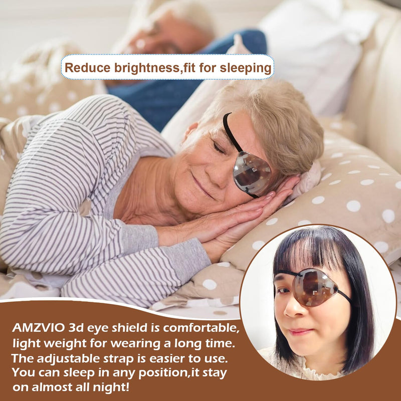 [Australia] - AMZVIO 2pcs Eye Shield After Cataract Surgery Dark Clear Eye Patch Plastic Guard with Black Elastic Strap for Adult Sleeping or Go Out,Reduce The Sensitivity of The Eyes to Light After Surgery(Brown) 