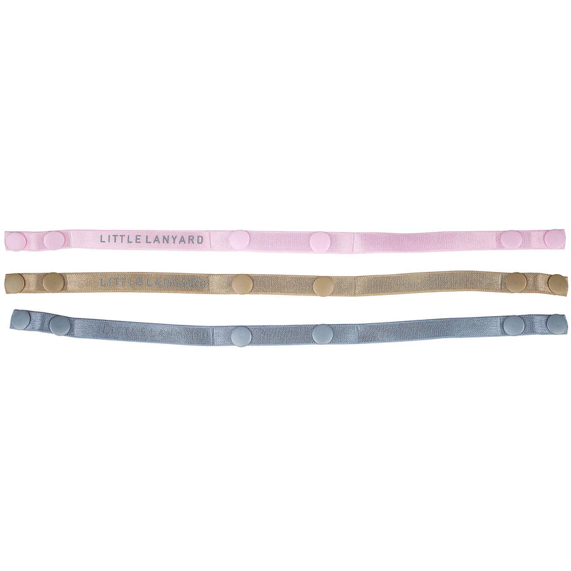 [Australia] - Little Lanyard Adjustable Elastic Mask Strap 3 Piece Set - Sunset Tan, Pink, Blue 