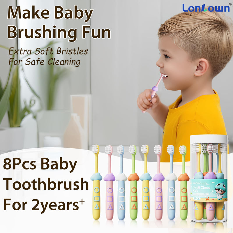 [Australia] - Kids Toothbrushes 8 Pack,Soft Bristle Toothbrush for Toddlers 2-12 Years Old, Cute Multicolor Boys Girls Toothbrushes,Clean Kids Teeth Bristles Not Easy to Shed Little Clouds Toothbrush 