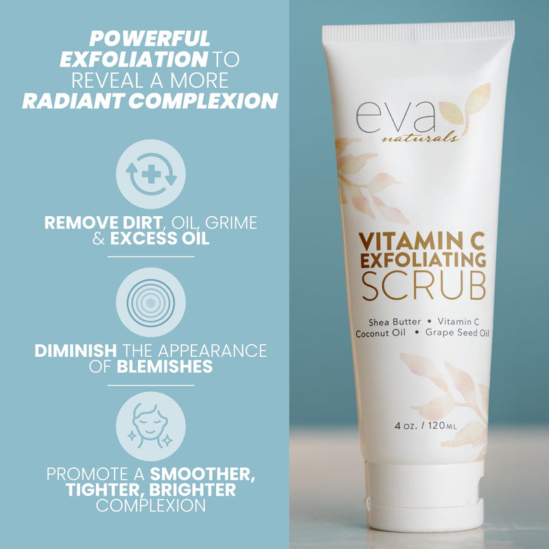 Eva Naturals Vitamin C Facial Scrub, Exfoliating Face Wash, Cleanse, Clear | Clarifies skin