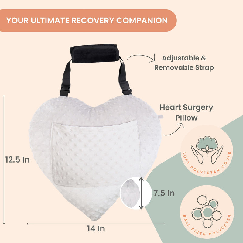 [Australia] - MOYOAMA Open Heart Surgery Pillow for Heart Surgery Recovery Gifts - After Bypass Surgery Must Haves, Gifts for Chest Surgery Recovery, Seatbelt Pillows for Post-Surgery, Shock Absorbing Chest Pillow Moonlight Grey Heart Pillow with Strap 