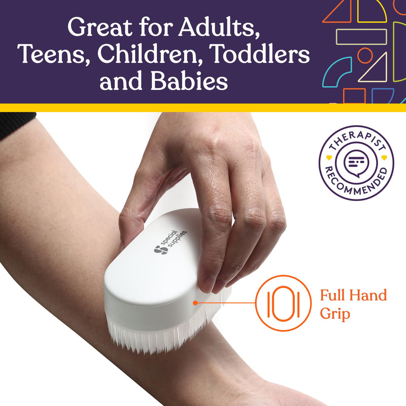 [Australia] - Special Supplies Sensory Brush Therapressure Therapy Brush for Occupational and Sensory Brushing, 2 Pack, Stimulating and Calming Tools for Kids and Adults, Soft Flexible Bristles, Latex Free 