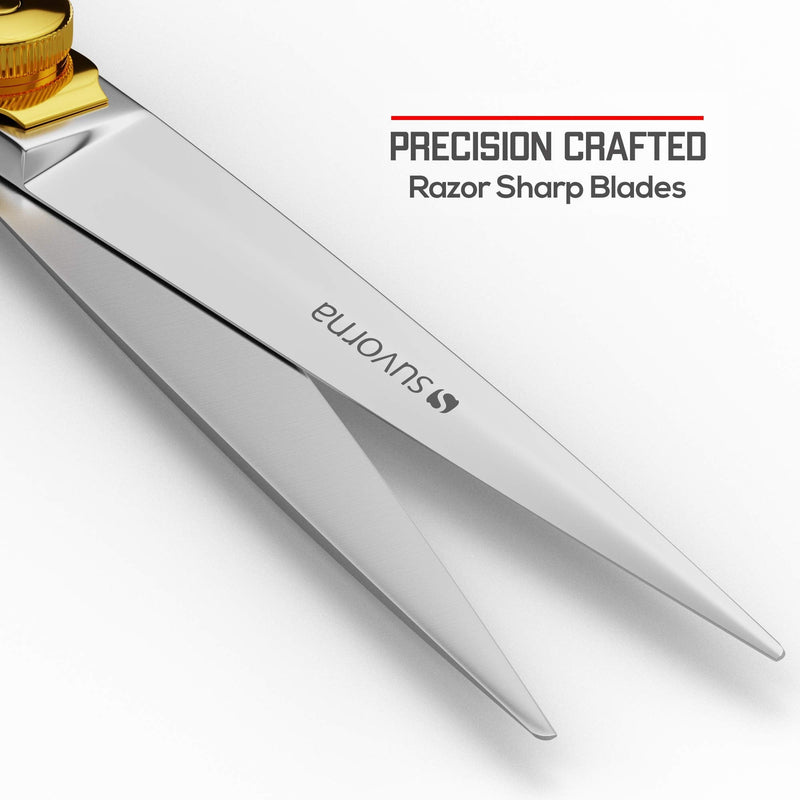 [Australia] - Suvorna 6" Hair Scissors Professional - Hair Shears for Women & Men - Extremely Sharp Hair Cutting Scissors to Cut Hair - Right Hand Barber Shears for Hair Cutting for Hairdressers and Professionals 6" Adjustable Golden Screw & Straight Rest 