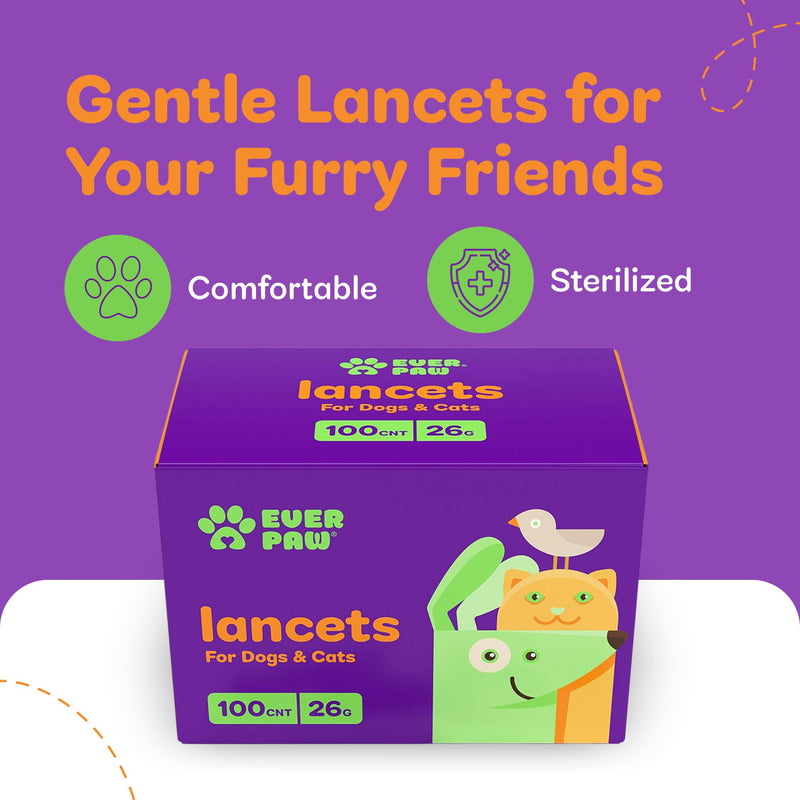 [Australia] - Pet Lancets for Diabetes Testing, Glucose Monitoring for Dog & Cat, Extended Needle Glucose Monitor Lancets, Thick 26-Gauge for Medium to Larger Breed Animals, 100 Count 26 Gauge 