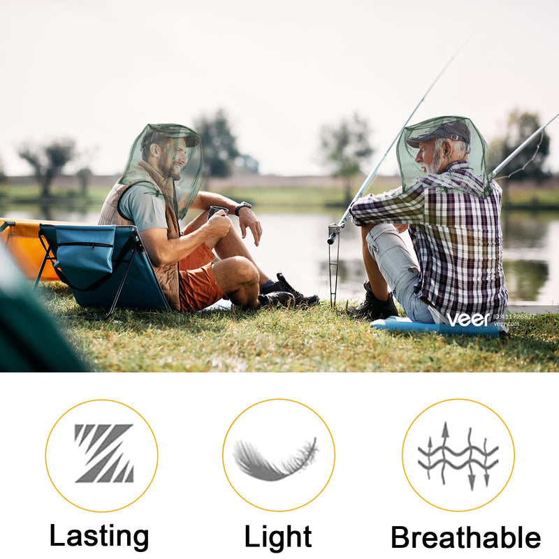 [Australia] - Pack of 2 mosquito net heads, green mosquito net head, mosquito protection with 2 carrying bags, mosquito protection head net, mosquito net hat for face protection, hiking, outdoor fishing, anti-mosquito, bee bug 