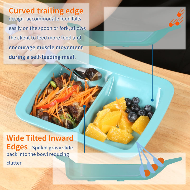 [Australia] - Adaptive Utensils Weighted Non-slip Scoop Divided Plate,Parkinsons Products,Dementia Living Aids, Eating Equipment for Disabled/Elderly/Tremors/Patients (Two sections plate-Pack of 1) Two sections plate-Pack of 1 