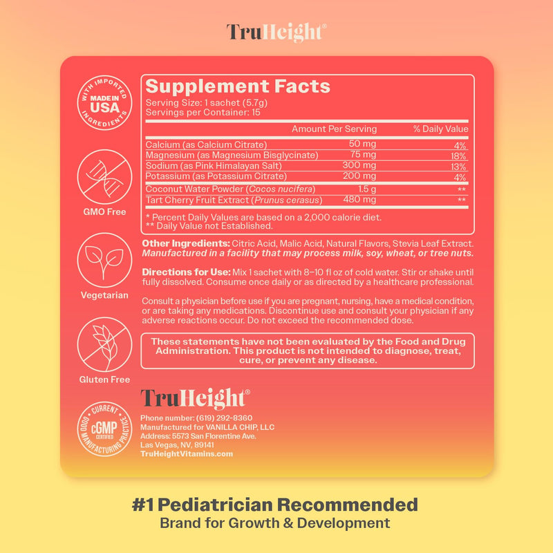 TruHeight Hydration Packets (Pink Lemonade) Kids, Teens & Adults Fast Hydration, Energy & Recovery - Dehydration Relief Electrolytes Powder Packets for Athletes - Sugar Free, Zero Calorie, Non-GMO