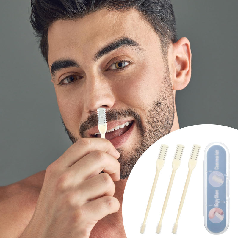 [Australia] - Pack of 3 2-in-1 Nose Hair Trimmer Nose Hair Removal Tool Manual Rotating Nose Hair Trimmer 360° Rotating Nose Hair Trimmer Double-Sided Nose Hair Trimmer for Men and Women 