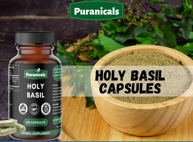 [Australia] - Holy Basil Premium 320 Capsules Non GMO and Gluten Free | Herbal Supplement | 600 mg Per Serving | Made with 100% Pure Herb Holy Basil Leaf Holy Basil Capsules 320 Count (Pack of 1) 