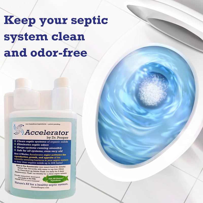 [Australia] - Dr. Pooper Accelerator Septic Tank Treatment - Environment-Friendly Septic System Maintenance Liquid - Eliminates Odors - Clears Organic Solids in Tanks & Drain Fields - Safe for All Septic Systems 