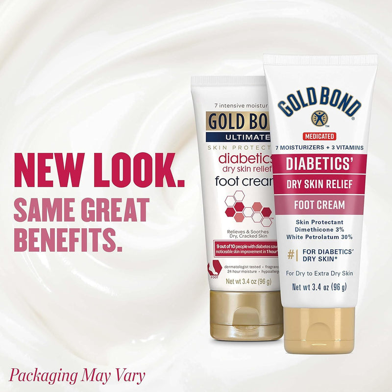 [Australia] - Gold Bond Ultimate Diabetics' Dry Skin Relief Foot Cream 3.4 oz., Soothes Skin Discomfort - Pack of 2 3.4 Ounce (Pack of 2) 