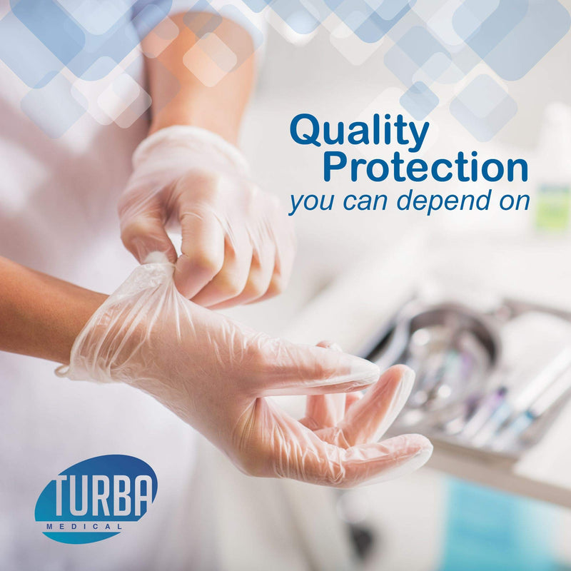 [Australia] - Disposable Vinyl Gloves, 100 Size Large Non Sterile, Powder Free, Latex Free - Examination Gloves, Cleaning Supplies, Kitchen and Food Safe - Ambidextrous - by Turba 
