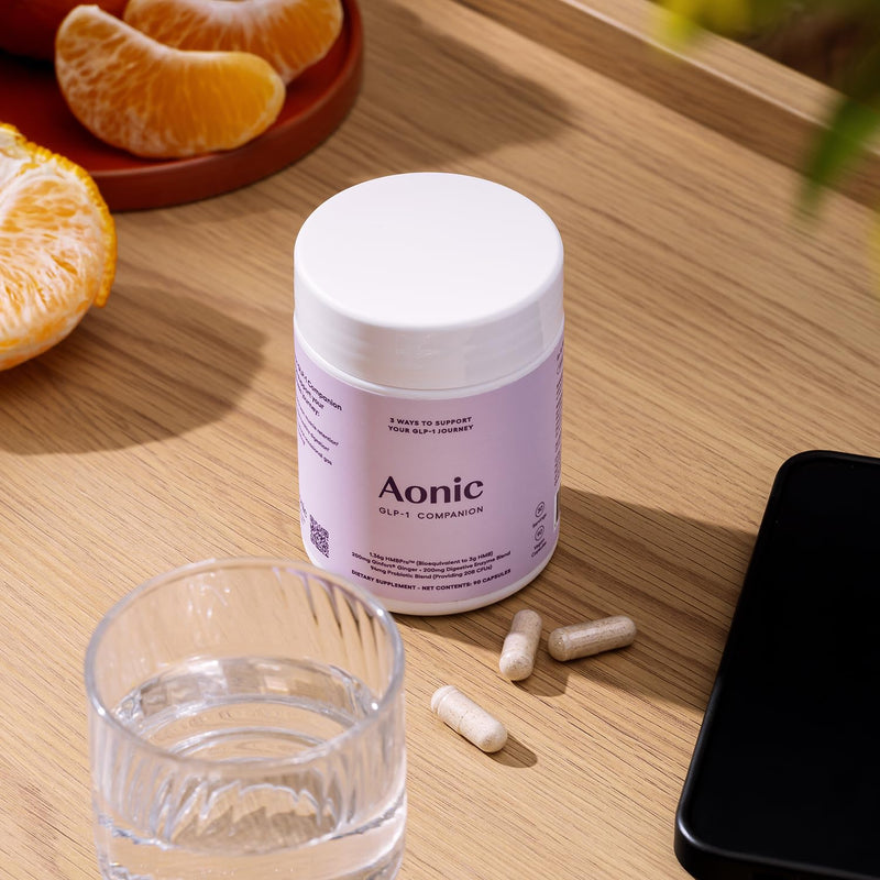 AONIC GLP-1 Companion Supplement with HMBPro™, Probiotics & Ginger, 90 Caps | Supports Lean Muscle Retention, Digestion & Eases Nausea, Gas, Bloating