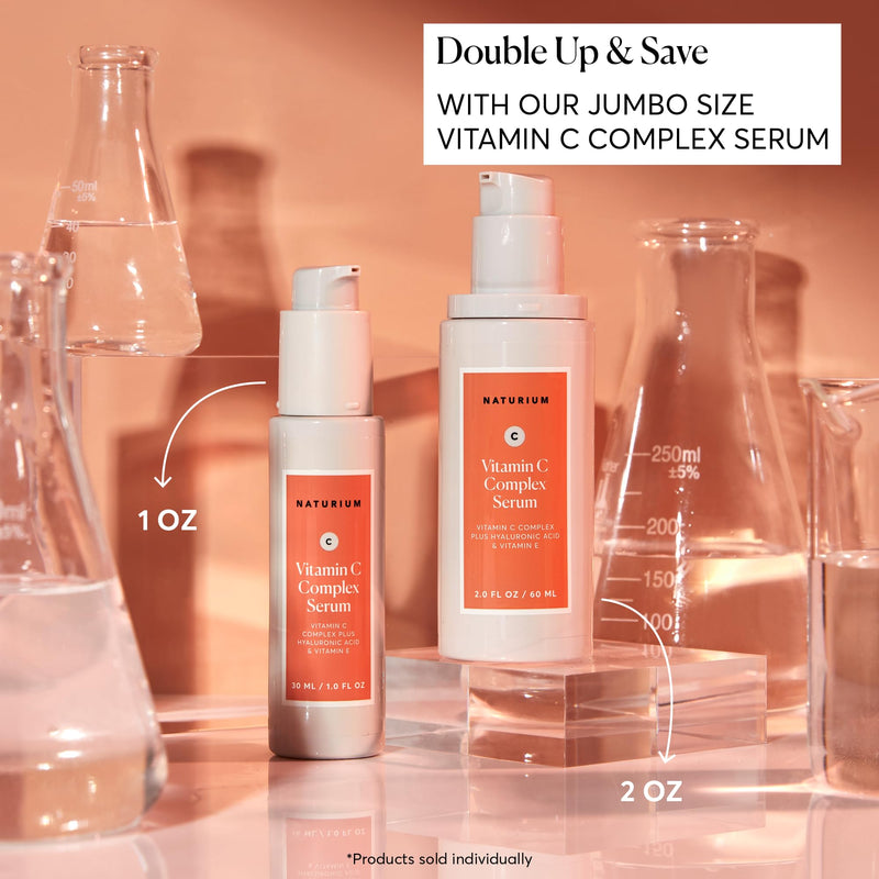 Naturium Vitamin C Complex Serum, Hyaluronic Acid & Vitamin E, 2 fl oz | Facial Treatment for Fine Lines & Wrinkles, Anti-Aging Formula for Hydration, Sensitive Skin, Travel Size, Face Serm 2 Ounce (Pack of 1)