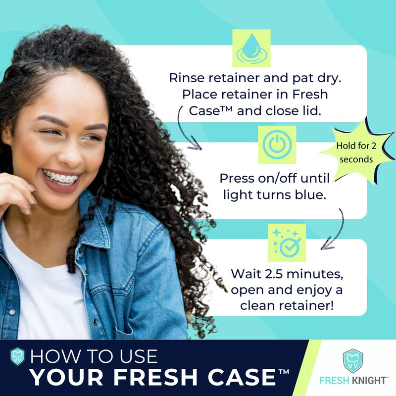 [Australia] - FRESH KNIGHT UV Retainer Case | UVC Retainer Cleaner, Disinfects Cleans and Removes Odors, Mouth Guard Case, compatible for Invisalign Case, Retainer Cases | Fresh Case 1x White-uv 