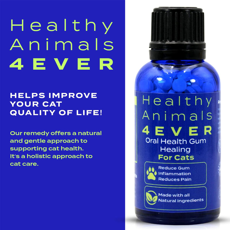 Healthy Animals 4 Ever Oral Health Gum Healing for Cats - Relieves Inflammation, Soothes Pain, Fights Gum Disease - Natural, Non-GMO, Organic - Gluten, Preservative & Chemical Free Supplement - 300 ct - PawsPlanet Australia
