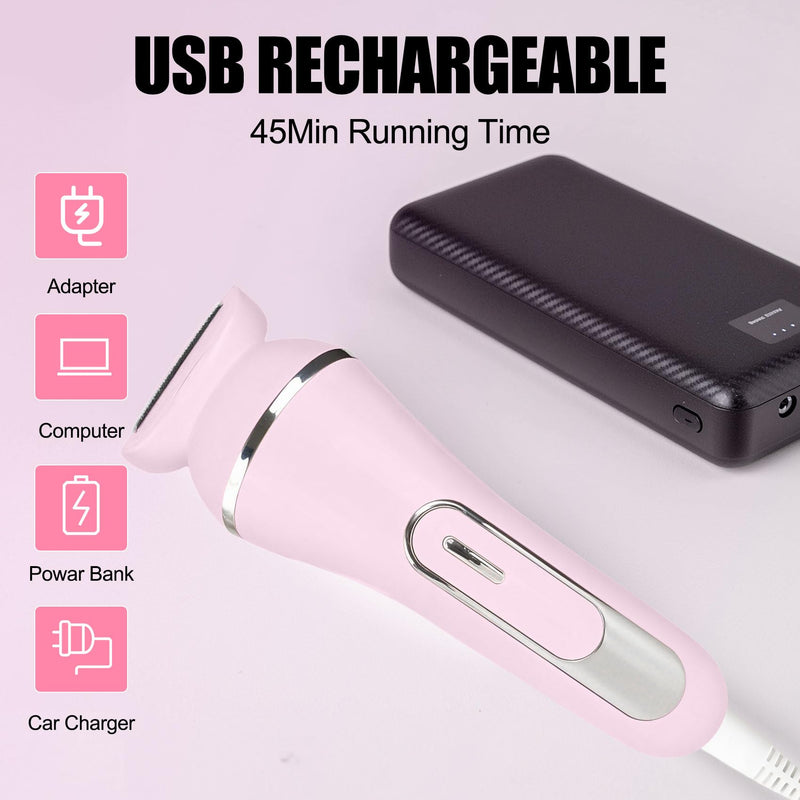 [Australia] - 3.0 Women Face Epilator, 7-in-1 Rechargeable Facial Hair Remover with LED Battery Display, Facial Shaver for Face, Eyebrow, Nose Trimmer (Pink) Pink 