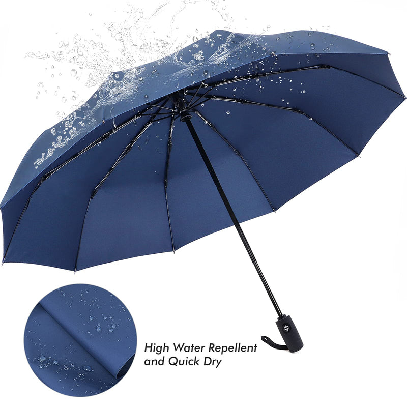 ZOMAKE Travel Umbrella Compact - 45/62 Inch Portable Collapsible Umbrellas for Rain Windproof - Paraguas Automatic Small Folding Umbrella Lightweight Packable Umbrella for Women Men(Navy Blue&Blue)