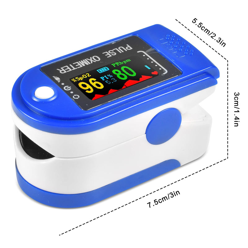 [Australia] - Funmo pulse oximeter, measurement of oxygen saturation, measurement of oxygen saturation (SpO₂) and heart rate (pulse), finger oximeter with color display, pain-free use on the finger (blue) 