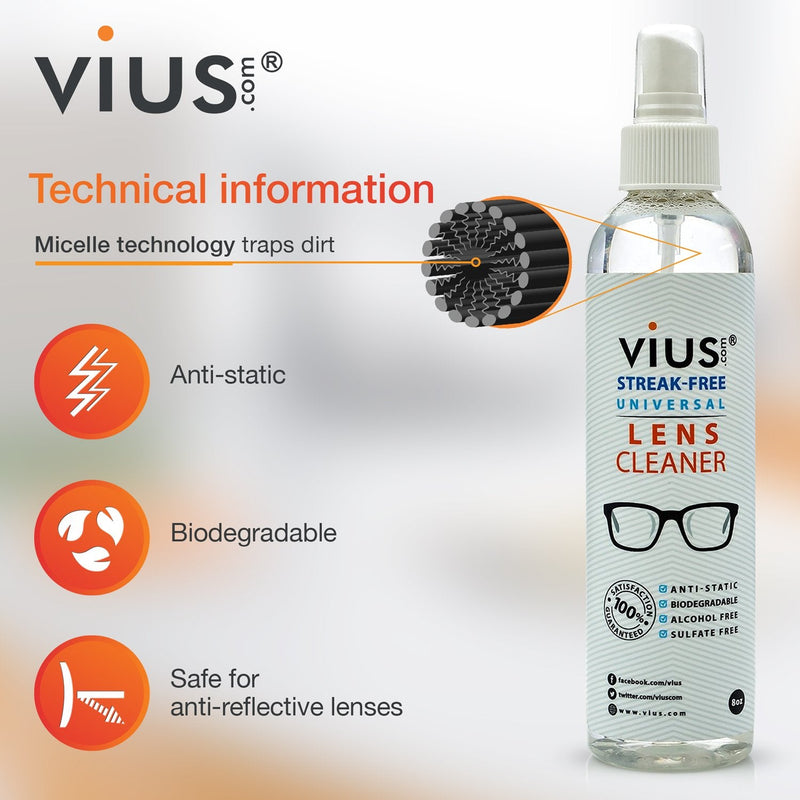 [Australia] - Lens Cleaner Kit ‚Äì vius Premium Lens Cleaner Spray for Eyeglasses, Cameras, and Other Lenses - Gently Cleans Fingerprints, Dust, Oil (2oz Travel Pack) 4 Piece Set 