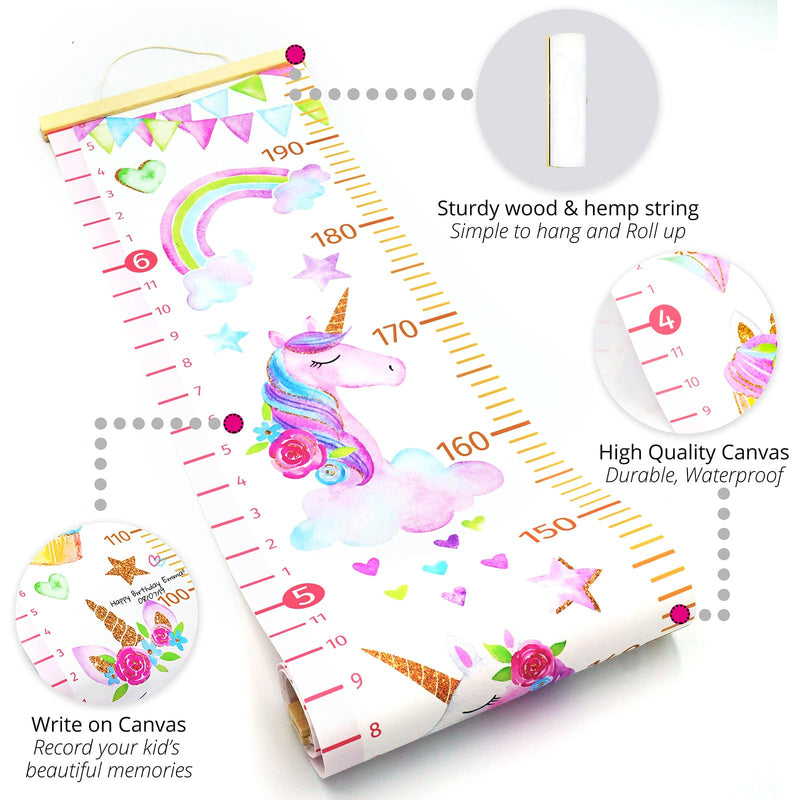 [Australia] - HomeEvolution Kids Growth Chart Height Measuring Chart, Classical Canvas Wall Hanging Rulers for Baby Children Girls Bedroom Decor (Unicorn) Unicorn 