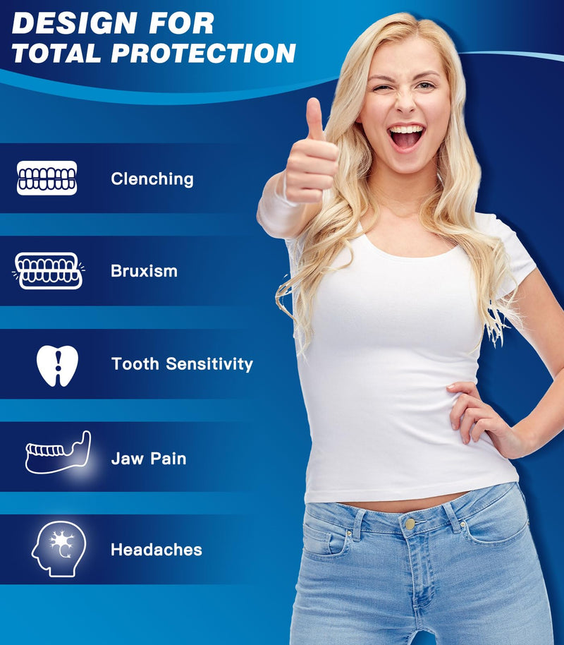 [Australia] - Mouth Guard for Grinding Teeth at Night,Teeth Grinding Mouth Guard for Sleep,Reusable Guards for Sleeping,4 Pack/2 Size,Transparent Transparent 4 Pack/2 Size 