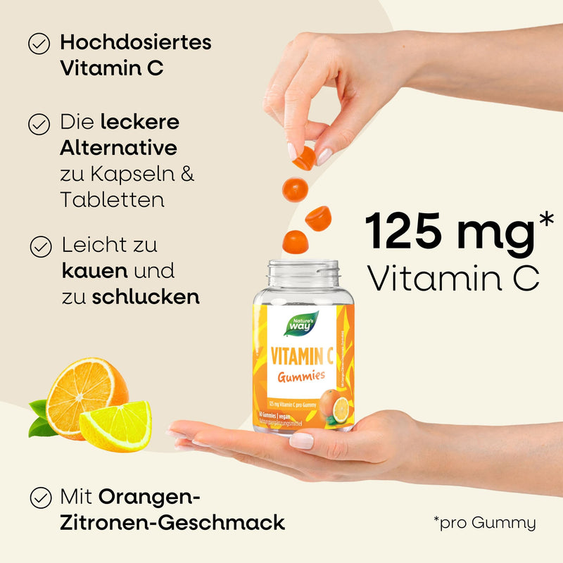 [Australia] - Vitamin C gummy bears for adults I High-dose vitamin C gummies with 125mg I Vegan gluten & lactose-free gummy bears to strengthen the immune system, form collagen and combat fatigue I 60 pieces 