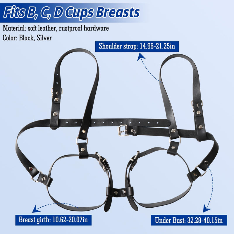 BDSM Breast Sex Bondage Restraints Sexy Harness for Women Body, BDSM Kit Chest Restraint Binding Cuffs Kinky Lingerie Sex Toy Black