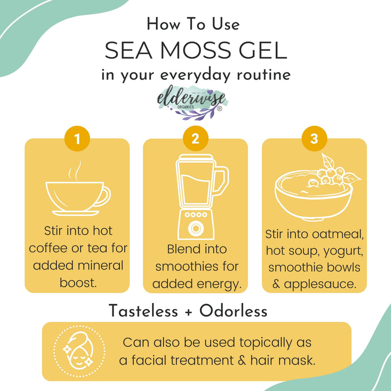 Elderwise Golden Sea Moss, Raw Wildcrafted Gracilaria, 2.5oz Makes 65oz Gel | Sun-Dried Saint Lucia Sea Moss with no Added Flavors; a Simple Mineral & Vitamin Rich Choice for Homemade Recipes