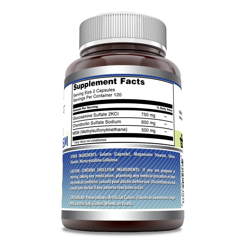 [Australia] - Amazing Formulas Glucosamine + Chondroitin + MSM - 240 Capsules (Non-GMO) - Supports Healthy Joint, Cartilage and Connective Tissue - Promotes Joint Comfort & Flexibility (240 Capsules) 240 Count 